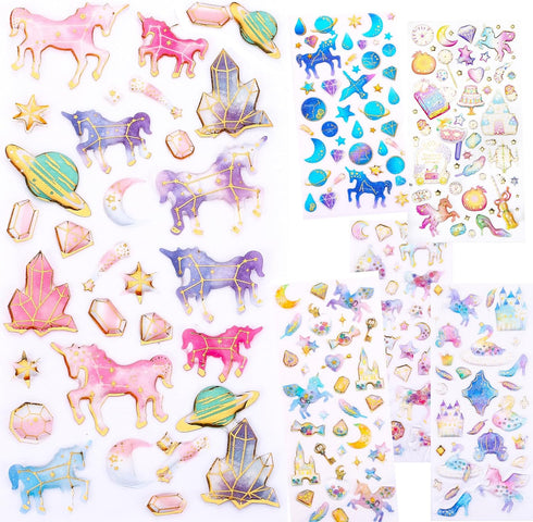Cute Craft Stickers, Aesthetic Glitter, Tear-Resist, Waterproof Decals for Laptop, Water Bottle, Hydroflasks, Scapbooking, Planner Pack for Teens,...