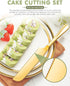 2-Piece Premium Cake Cutting Set, Exquisite Knife and Server with Serrated Design, Includes Cake Knife and Pie Spatula for Pastry, Pizza and Desse...