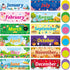 48 Pcs Holiday Monthly Headliners Set 12 Months of The Year Headers Monthly Bulletin Board Seasonal Monthly Headers with 36 Colorful Round Blank C...