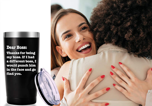 AMZUShome Thanks For Being My Boss Travel Mug Tumbler.Boss Day Gifts Office Gifts.Moving Appreciation Retirement Birthday Christmas Gifts For Men ...
