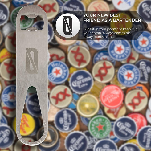 BAR NONE The Capstractor Key Pro | Bottle Cap Opener Bar Key Beer Speed Bartender Church Key, Stainless...