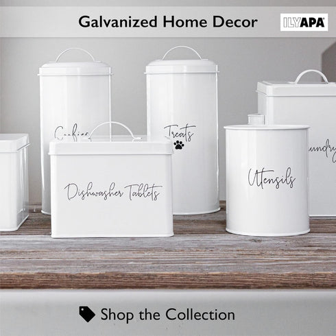 Ilyapa White Utensil Holder, Farmhouse Utensil Holder, Countertop Caddy Cooking Utensil Organizer, Galvanized Utensils Crock, White Kitchen Decor ...