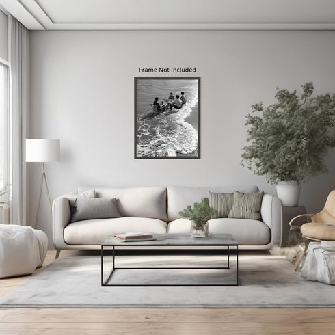 Posterizer 1 pcs-black and white photograph-women relaxing on the beach scene 3-Photography Art-Retro Art-Decor for Home & Office- unframed wall a...