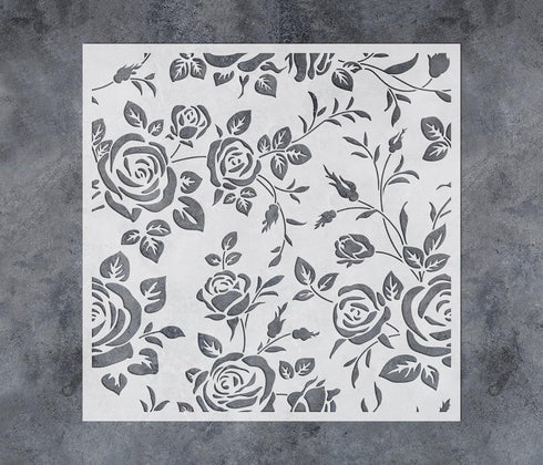 GSS Designs Large Allover Roses Wall Stencil 16x16Inch Rose Stencils for Wall Decor DIY Nursery Pattern Stencil Large Reusable Flower Stencils Ins...