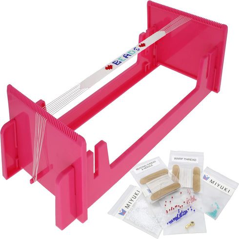 The Beadsmith LoomEEZ Japanese Bead Loom Kit – includes Adjustable Loom, Miyuki Glass Beads, Thread & Needle, Warp Thread, Findings and Instructio...