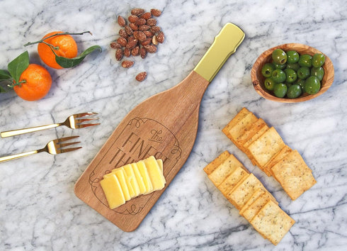 Genuine Fred Champagne Acacia Wood Cheese Board with Knife, Assorted...