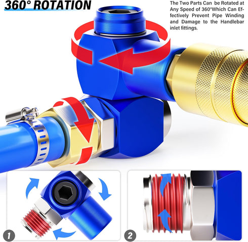 TAILONZ PNEUMATIC Blue 1/4 Inch Air Tool Swivel Fitting 360 Degree Swivel Air Hose Connector Industrial Swivel Portable Air Tool Adapter?Pack of 1...