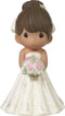 Precious Moments Perfect Couple Bride, Brunette Hair With Medium Skin Tone Bisque Porcelain Wedding Figurine & Cake Topper, 172065...
