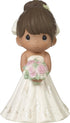 Precious Moments Perfect Couple Bride, Brunette Hair With Medium Skin Tone Bisque Porcelain Wedding Figurine & Cake Topper, 172065...