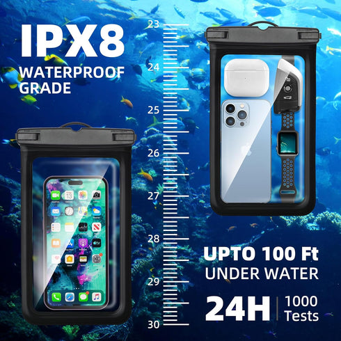 Waterproof Phone Pouch,IPX8 Universal Waterproof Case Underwater Dry Bag Compatible to iPhone 15 13 12 Pro Max SE2 11 Pro XR X 8 7 6s Plus Galaxy ...