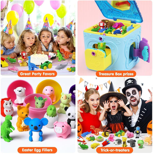 40 Pcs Animal Erasers Desk Pet for Kids 3D Puzzle Pencil Eraser Treasure Box Toy for Classroom School Prize Kids Party Favors Back to School Suppl...