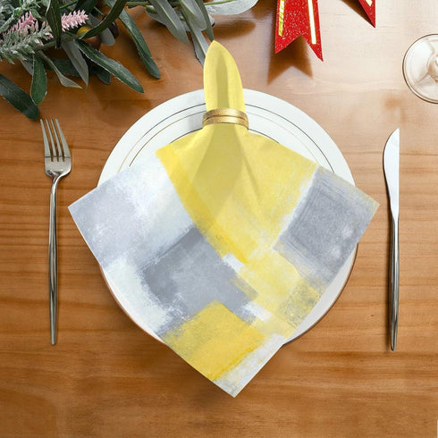 ALAZA Grey and Yellow Abstract Art Painting Cloth Napkins Dinner Napkins Set of 6,Reusable Table Napkins Washable Polyester Fabric for Cocktail Pa...
