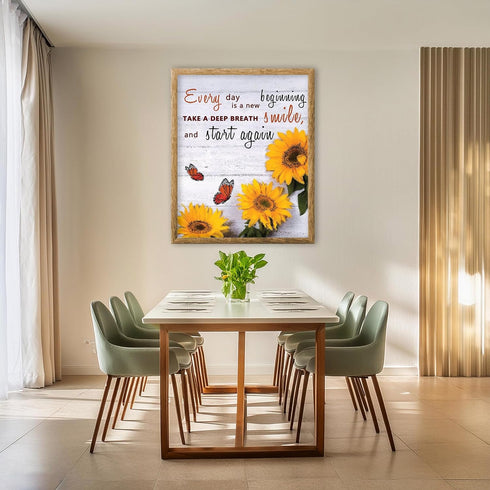Posterizer 1 pcs-Every day is a new beginning-Motivational & Inspirational Art-Floral & Botanical Art-Gifts for Women-Decor for Home & Office- UNF...