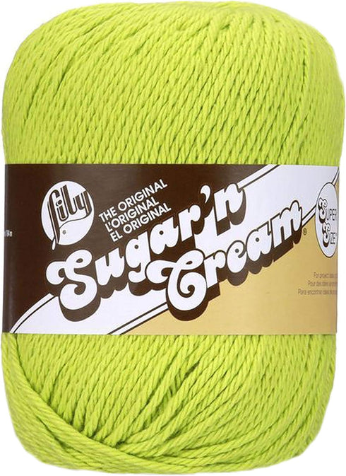 Lily Sugar 'N Cream Super Size Solid Yarn, 4oz, Gauge 4 Medium, 100% Cotton - Hot Green - Machine Wash & Dry......