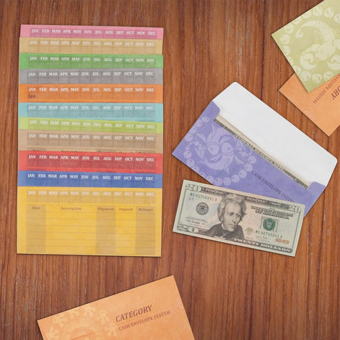 L LIKED Budget Envelopes for Cash System –Includes 1 Plastic Zip Envelope & 12 Expense, Budget Envelopes for Cash Budgeting and Saving, Tear and W...