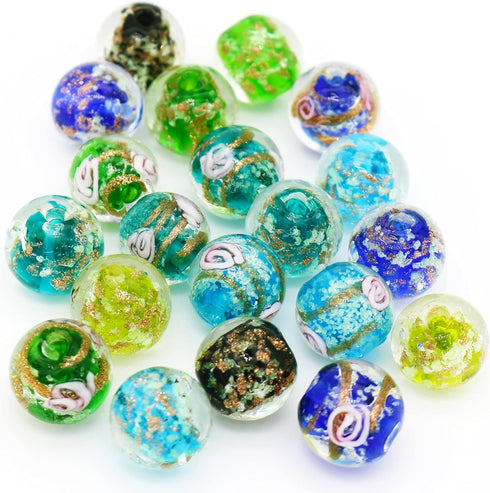 Artsy Crafts 60 Pcs Assorted Glow in The Dark Firefly Beads 12mm European Lampwork Luminous Glass Beads for Jewelry Making Charm Bracelet Necklace...