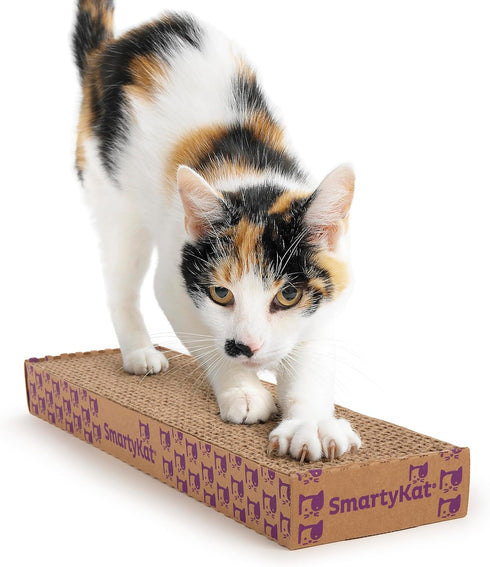 SmartyKat Super Scratcher Corrugated Cat Scratcher, Catnip Infusion Technology - Brown, Single Wide...