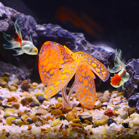 VOCOSTE Soft Silicone Glowing Aquarium Simulation Coral with Sucker, Fluorescence Aquatic Artificial Water Plants for Fish Tank Decoration, Orange...