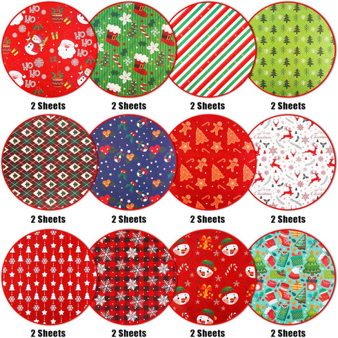 24pcs Christmas Pattern Paper, 11.8x11.8 Inch Double Sided Christmas Craft Paper Snowman Santa Claus Decorative Craft Paper for Scrapbook Cards Ma...