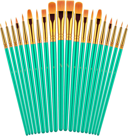Paint Brushes Set, 20 Pcs Paint Brushes for Acrylic Painting, Oil Watercolor Acrylic Paint Brush, Artist Paintbrushes for Body Face Rock Canvas, K...