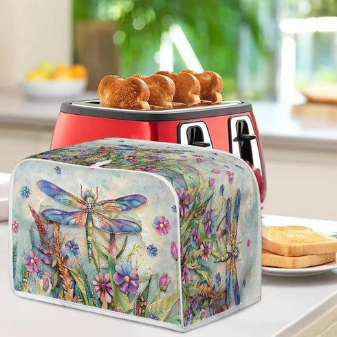 Dragonfly Daisy Print 2 Slice Toaster Covers Dust Protection Bread Maker Covers Toaster Oven Cloth Cover Kitchen Accessories Washable Appliance Co...