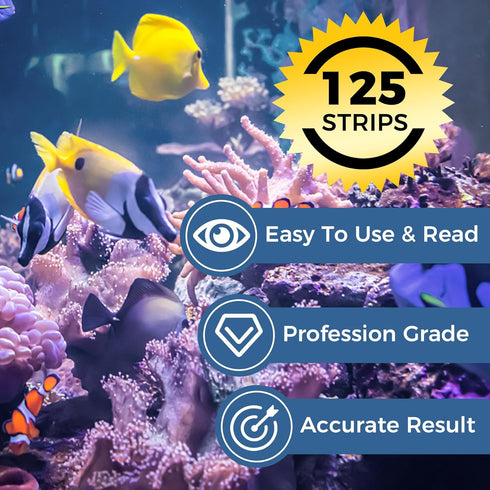 Aquarium Water Test Kit for Freshwater: 125ct 9 in 1 Aquarium Test Strips for Fish Tank Monitor pH Chlorine Hardness Nitrate, Nitrite,ect...