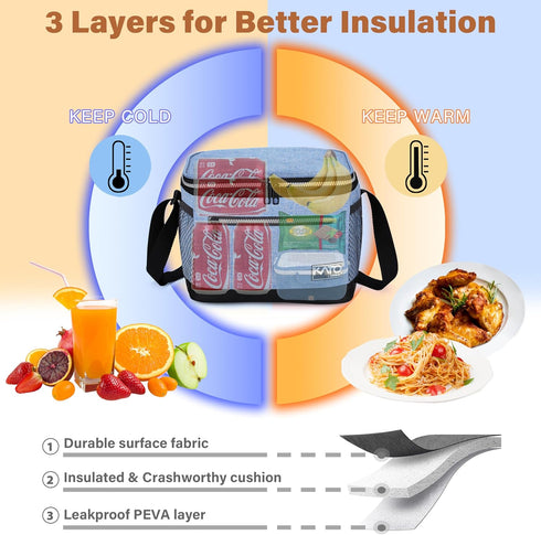 Tirrinia Insulated Lunch Box for Men/Women, Leakproof Lunch Bag for School Work, Large Lunch Tote Kids Boys Girls Student Back to School, Soft Coo...