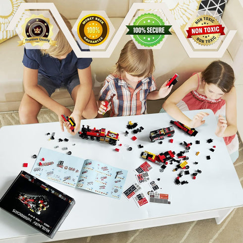 Transforming Train Building Block Toys for Boys Girls Aged 6-12.Steam Train or 8 Locomotive Models or Train Warrior Robot.Wheeled Train Toys.8in2 ...