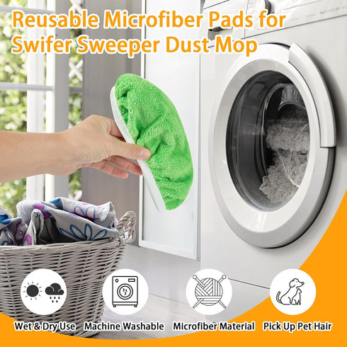 Reusable Dry Sweeping Cloths Microfiber Wet Mop Pads Compatible with Swiffer Sweeper Mop Replacement Sweeping Mopping pad Refills for Hardwood Sur...