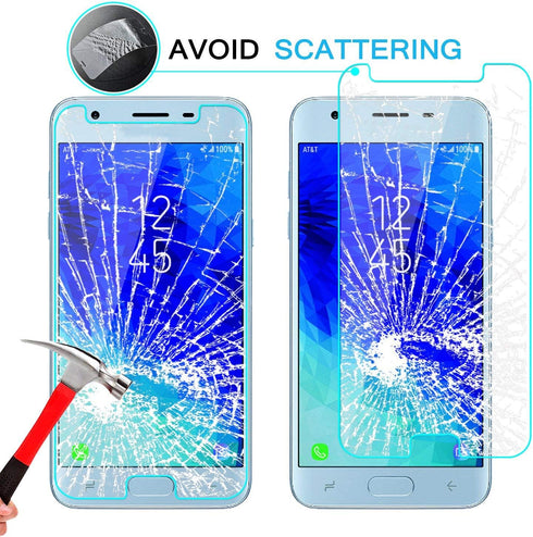 [2 Pack Tempered Glass Screen Protector Frontier Protective Protector for Samsung Galaxy J3 2018 SM-j337a SM-j337...