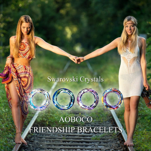AOBOCO S925 Sterling Silver Crystal Bracelet for Women, Sparkling Circle-round Crystal Bracelet Gifts...