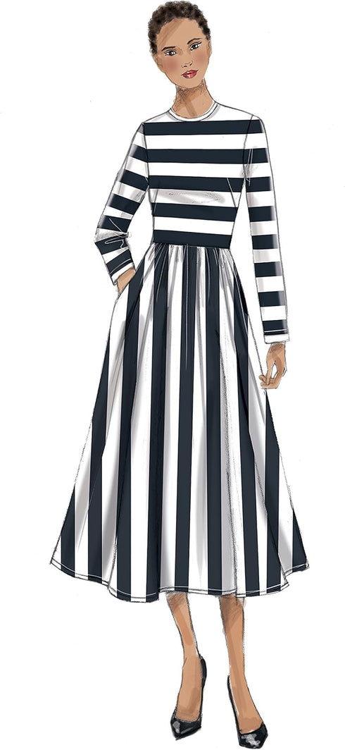 Vogue Patterns Misses' Jewel-Neck, Gathered-Skirt Dresses, Red...