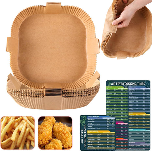Air Fryer Disposable Paper Liner, Square Parchment Insert Non-Stick, Baking Food Grade Sheet for Aifryer Basket, Oven, Pan, Oil-proof, Water-proof...
