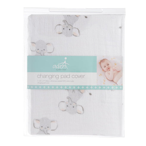 aden + anais Essentials Changing Pad Cover, 100% Cotton Muslin, Super Soft, Breathable, Tailored Snug Fit, Single, Safari Babes, Elephant...