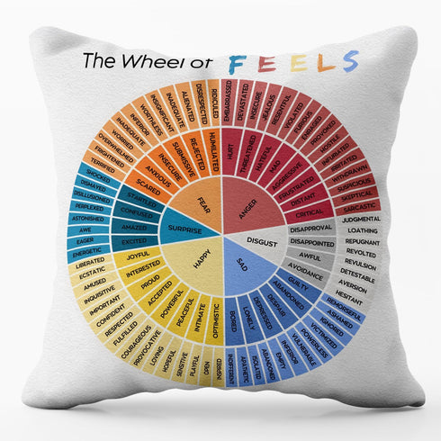 Wheel of Emotions Feelings Throw Pillow Covers 18x18 inch The Wheel of Feels Pillowcases Home Decor for Bed Couch Sofa Therapy Office Living Room ...