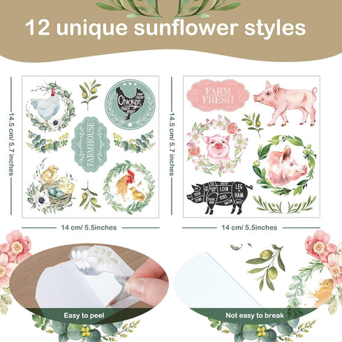 BBTO 12 Sheets Rub on Transfers for Crafts and Furniture Rub on Transfer Stickers Rub on Decals for Wood DIY Paper Home Decor, 5.5 x 5.7 Inch(Rust...