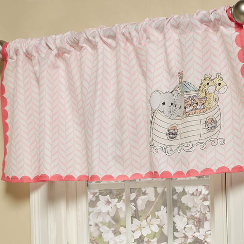 EVERYDAY KIDS Precious Moments Noah’s Ark Window Valance for Toddler and Baby Girls Animal Image of Giraffes, Tigers and Elephants on The Ark with...