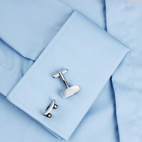 Silver Tone skateboarding Cufflinks For Men With Gift Box....