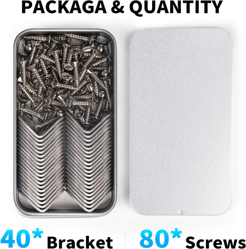 40PCS L Bracket Corner Brace, Stainless Steel Corner Bracket, Metal Joint Right Angle Bracket Fastener for Wood Chair Bookshelf Furniture Cabinet ...