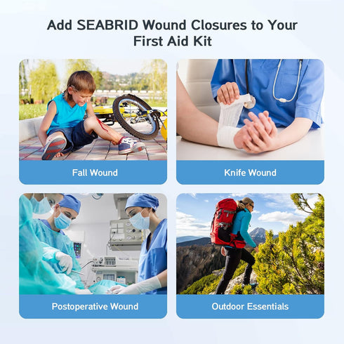 SEABIRD Zip Sutures Wound Closure Device, Emergency Laceration Kit, Bandages with Steri Strips Pack of 2, Painless Laceration Repair without Stitc...