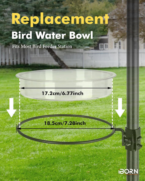 iBorn PC Plastic Bird Water Dish,Bird Bath Bowl Repalcement for Small Bird,Bird Feeder Station Tray Accessories 17.2cm?2 Pack?...