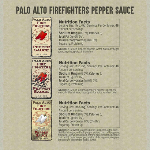 Palo Alto Firefighters Pepper Sauce (8.5oz) - Salt Free Pepper Plant Hot Sauce, No Sodium Hot Pepper Sauce, No Salt Sauces...