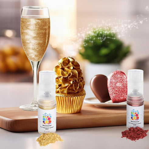 Blacksherbet Edible Glitter Spray, (10g) | 100% Edible | Cakes, Cupcakes, Cocktails, Edible Drink Glitter, Chocolate. Food Grade Glitter & Dusts. ...