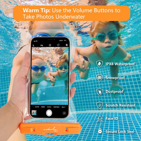 Waterproof Phone Pouch Bag - 7.5in Water Proof Cell Phone Case for Beach Travel Must Haves, IPX8 Dry Bag with Lanyard for iPhone 16 15 Pro Max Gal...