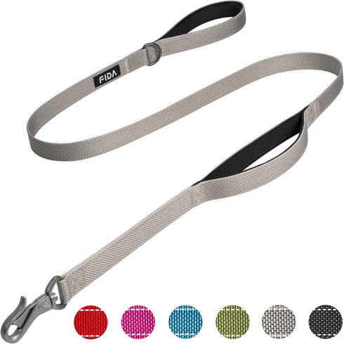 Fida 5 FT Heavy Duty Dog Leash with 2 Comfortable Padded Handles, Traffic Handle & Advanced Easy Snap Hook, Reflective Walking Lead for Large, Med...