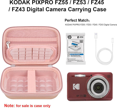 Camera Carrying Case for KODAK PIXPRO FZ55/ FZ53/ FZ45/ FZ43 16MP Digital Camera, Vlogging Camera Storage Holder Trave Bag, Mesh Bag Fits Batterie...