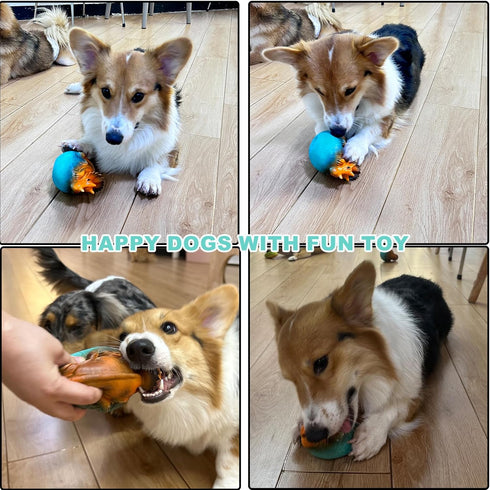 Dog Chew Toy, Carrot Dog Squeaky Toys for Aggressive Chewers & Latex Dinosaur Dog Toys, Natural Rubber Milk-Flavored Dog Teeth-Cleaning Toy for Pu...