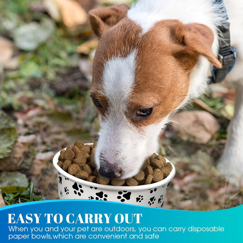 30 Pieces Disposable Dog Bowls Small Pet Feeding Bowls with Printed Pattern Dog Dishes for Small Dogs Pet Paper Food Bowls Travel Bowls for Feedin...