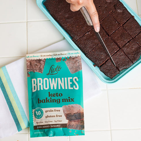 Livlo Keto Brownie Baking Mix - Just 1g Net Carb - Sugar & Gluten Free Keto Desserts, Sweets & Treats - Low Carb, Nut Free, Diabetic Friendly Snac...