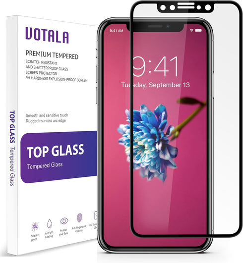 VOTALA iPhone X Tempered Glass iPhone X Screen Protector. 9H Hardness 3D Touch Compatible Best Glass for Your Best Phone (fullcover 1 Pack)...